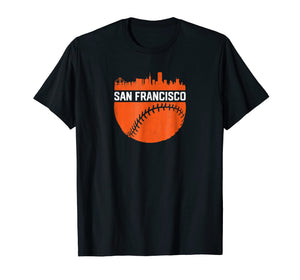 Funny shirts V-neck Tank top Hoodie sweatshirt usa uk au ca gifts for Vintage Downtown San Francisco Cali Skyline Baseball T-Shirt 547455