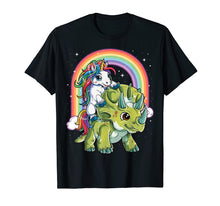 Load image into Gallery viewer, Funny shirts V-neck Tank top Hoodie sweatshirt usa uk au ca gifts for Unicorn Riding Dinosaur T shirt Triceratops Party Rainbow 768495

