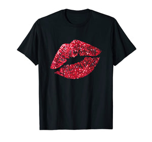 Funny shirts V-neck Tank top Hoodie sweatshirt usa uk au ca gifts for Sexy Red Glitter Lips Kiss Me Love Makeup Lipstick Shirt Tee 2489921