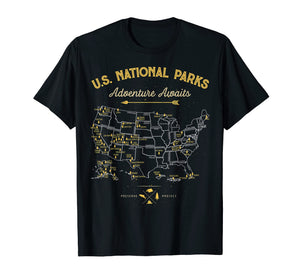 National Parks T shirt Map Camping tshirt Women Men Hiking