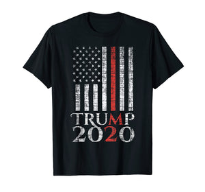 Funny shirts V-neck Tank top Hoodie sweatshirt usa uk au ca gifts for Thin Red Line Trump USA Flag 2020 Shirt Firefighter American 2760717