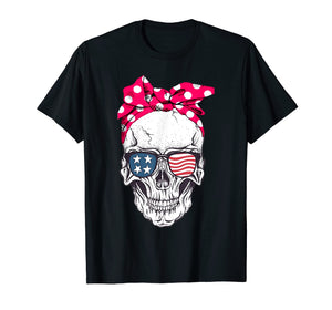 Funny shirts V-neck Tank top Hoodie sweatshirt usa uk au ca gifts for Pink Bandana Skull American Flag Glasses T Shirt 596980