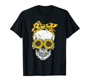 Skull sunflower floral flowers t shirt cute gift idea
