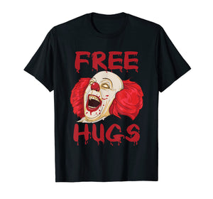 Funny shirts V-neck Tank top Hoodie sweatshirt usa uk au ca gifts for Free Hugs T Shirt Evil Killer Scary Clown Halloween Gift Tee 1182844