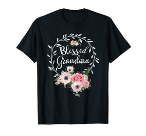 Funny shirts V-neck Tank top Hoodie sweatshirt usa uk au ca gifts for Blessed Grandma T-Shirt with floral, heart Mother's Day Gift 247813