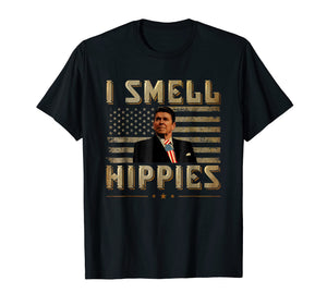 Funny shirts V-neck Tank top Hoodie sweatshirt usa uk au ca gifts for I Smell Hippies - Retro Ronald Reagan T-Shirt 2461454