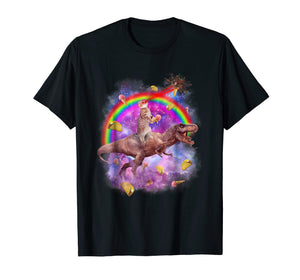 Funny shirts V-neck Tank top Hoodie sweatshirt usa uk au ca gifts for Space Cat Riding T-rex Dinosaur Eating Ice Cream T-shirt 1970093