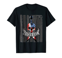 Load image into Gallery viewer, Rock N&#39; Roll Guitar American Flag Vinatge T-Shirt Music Band
