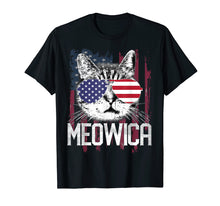 Load image into Gallery viewer, MEOWICA 4th of July T-Shirt America Cat USA Flag Patriotic
