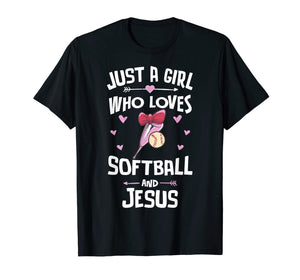 Softball And Jesus Gifts for Girls Women T-Shirt-3154895