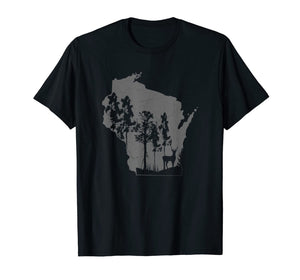 Proud Wisconsin Deer Hunter State Map Outline T-Shirt
