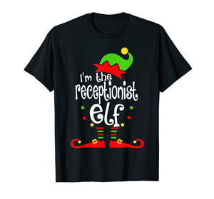 Receptionist Elf Christmas Costume Mom Dad Xmas T-Shirt
