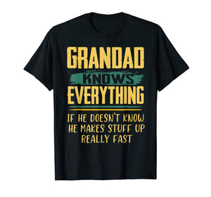 Funny Family Christmas Gifts Grandad Knows Everything T-Shirt-1672681