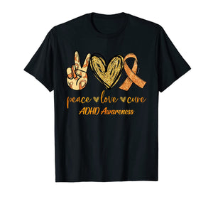 Peace Love Cure Ribbon ADHD Awareness Gifts TShirt857843