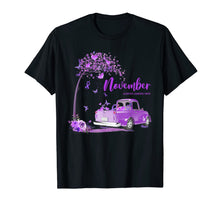 Load image into Gallery viewer, Truck Purple Ribbon November Alzheimer&#39;s Awareness Month T-Shirt
