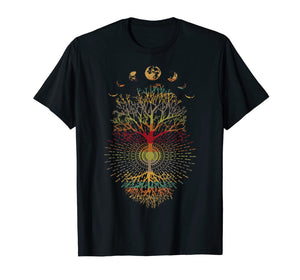 Phases of the Moon Retro 60's 70's Vibe Tree of Life  T-Shirt