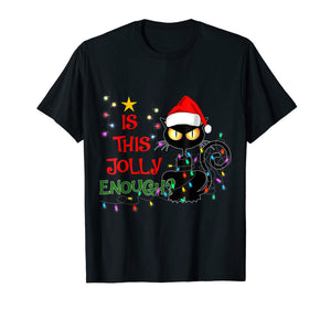 Funny shirts V-neck Tank top Hoodie sweatshirt usa uk au ca gifts for Black Cat Christmas Tree Is This Jolly Enough Cat Light Gift T-Shirt 1161210