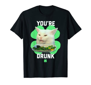 You're Drunk Confused Cat Meme St Patrick's Day Smudge TShirt685930
