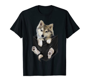 Wolf White Pup in Pocket T-Shirt Wolves Tee Shirt Gifts-335716