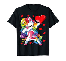 Load image into Gallery viewer, Dabbing Unicorn Heart Valentines Day Girls Kids Rainbow Gift T-Shirt-1301008

