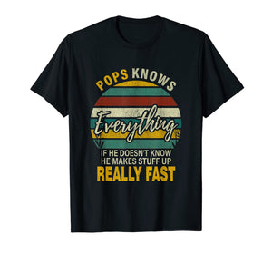 Mens Mens Pops Know Everything Grandpa Christmas Gifts T-Shirt-1685560