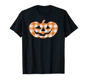 Plaid Jack-O-Lantern Pumpkin Country Farmhouse Style T-Shirt