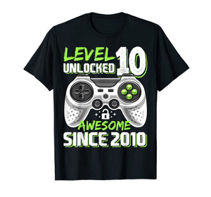 Level 10 Unlocked Awesome 2010 Video Game 10th Birthday Gift T-Shirt-100265