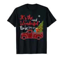 Load image into Gallery viewer, Red Plaid Truck and Christmas Tree Light-Truck Christmas T-Shirt
