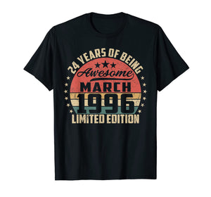 Vintage March 1996 24 Year Old Bday Gifts 24th Birthday TShirt955864