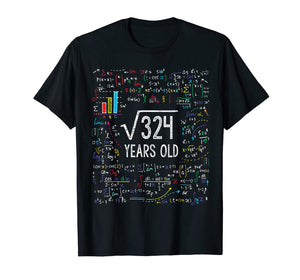 Square Root Of 324 18th Birthday 18 Year Old Gifts Math Bday T-Shirt-197091