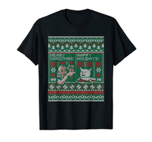 Load image into Gallery viewer, Funny shirts V-neck Tank top Hoodie sweatshirt usa uk au ca gifts for Woman Yelling at Cat Meme Ugly Christmas Sweater Style T-Shirt 119645

