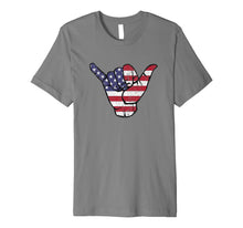 Load image into Gallery viewer, Shaka Hang Loose American Flag Premium T-Shirt 788613
