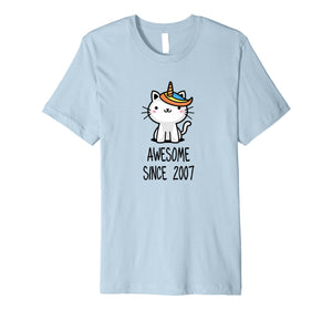 Funny shirts V-neck Tank top Hoodie sweatshirt usa uk au ca gifts for Cute Caticorn Awesome Since 2007 11th Birthday T-Shirt Gift 2013271