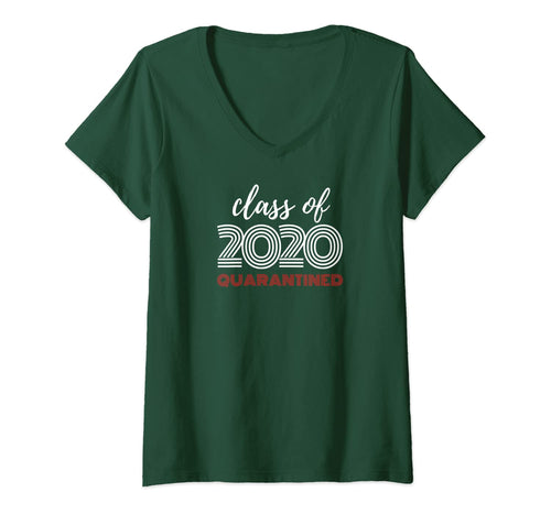 Womens Class of 2020 Quarantined Seniors Flu Virus Quarantine Grad VNeck T-Shirt355648