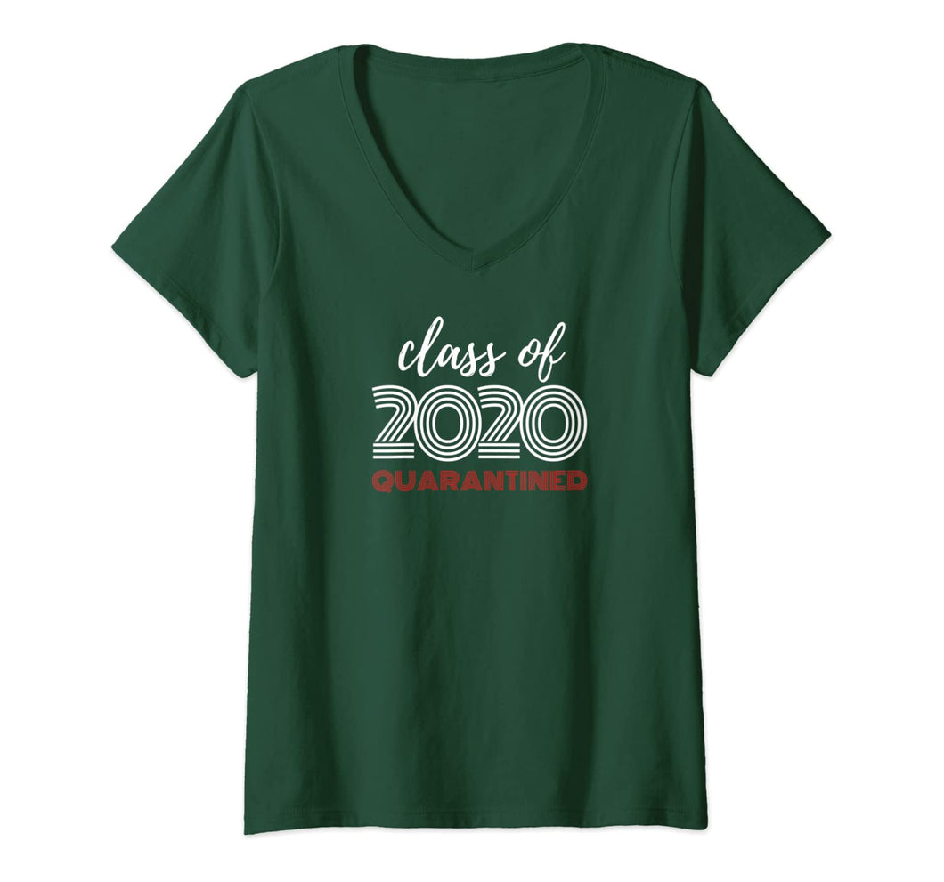 Womens Class of 2020 Quarantined Seniors Flu Virus Quarantine Grad VNeck T-Shirt355648