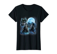 Load image into Gallery viewer, Funny shirts V-neck Tank top Hoodie sweatshirt usa uk au ca gifts for T-Shirt Three Wolves Howling Under Icy Full Moon, Gray Wolf 248423
