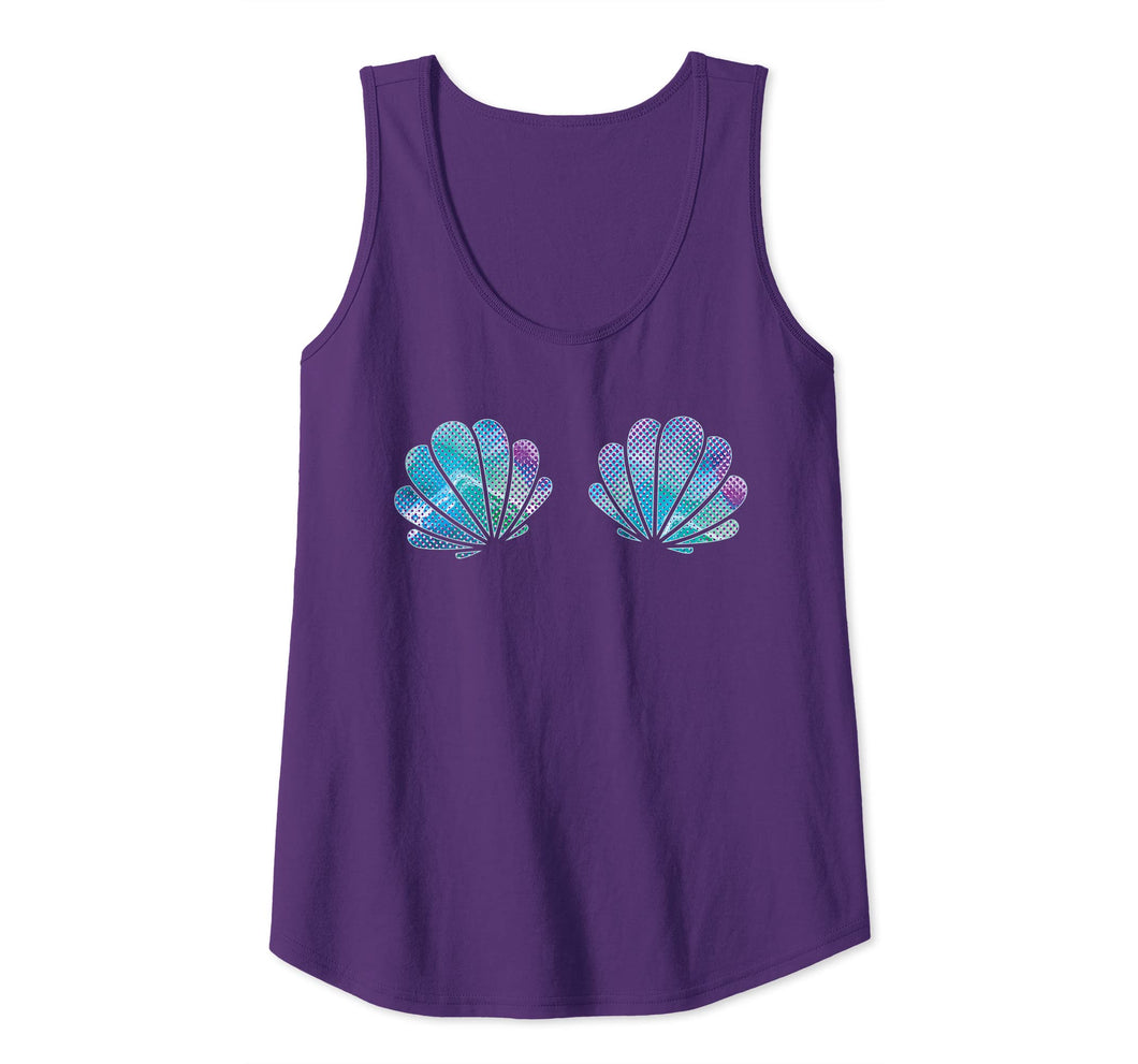 Womens Purple Blue Mermaid Sea Shell Bra Costume Tank Top