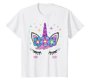 Unicorn Costume Rainbow Face Girls T-Shirt