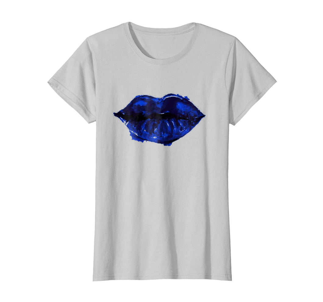 Funny shirts V-neck Tank top Hoodie sweatshirt usa uk au ca gifts for Womens Hot Dark Blue Lips Kiss Neon 80s Lipstick Party T Shirt 2327649