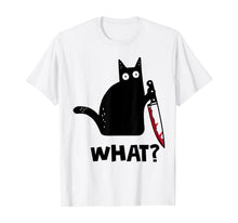 Load image into Gallery viewer, WHAT Murderous Cat With Knife Halloween Costume T-Shirt 120437
