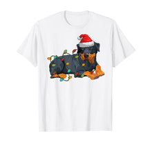 Load image into Gallery viewer, Rotwiller Christmas pajama Santa Hat Lights Gift Dog Lover T-Shirt
