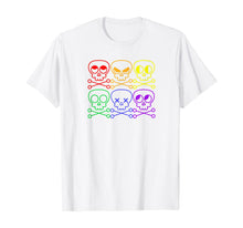 Load image into Gallery viewer, Rainbow Gay Pride Skull and Crossbones Pirate Jolly Roger T-Shirt

