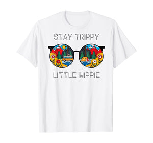 Stay Trippy Little Hippie Glasses Hippie Camping Tshirt