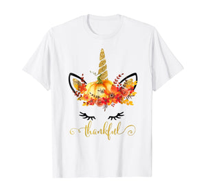 Unicorn Pumpkin Thanksgiving Thankful Cute Gift Shirt