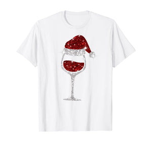 Wine Glasses Santa Hat Christmas Wine Lover T-Shirt