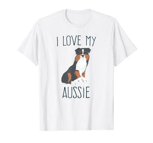 Funny shirts V-neck Tank top Hoodie sweatshirt usa uk au ca gifts for I Love My Aussie T-Shirt Cute Australian Shepherd Dog Tee 2280829