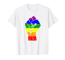 Load image into Gallery viewer, Funny shirts V-neck Tank top Hoodie sweatshirt usa uk au ca gifts for Resist Fist Rainbow Flag Gay Pride  T-Shirt 244719
