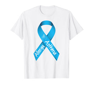 Funny shirts V-neck Tank top Hoodie sweatshirt usa uk au ca gifts for Asthma and Allergies Light Blue Awareness Ribbon T Shirt 2550506