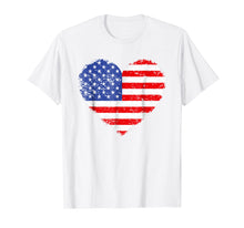 Load image into Gallery viewer, Usa Flag Heart T Shirt 4th July Red White Blue Stars Stripes
