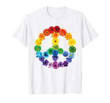 Load image into Gallery viewer, Spring Flowers Peace Sign T-Shirt Daisies Roses Rainbow 415217
